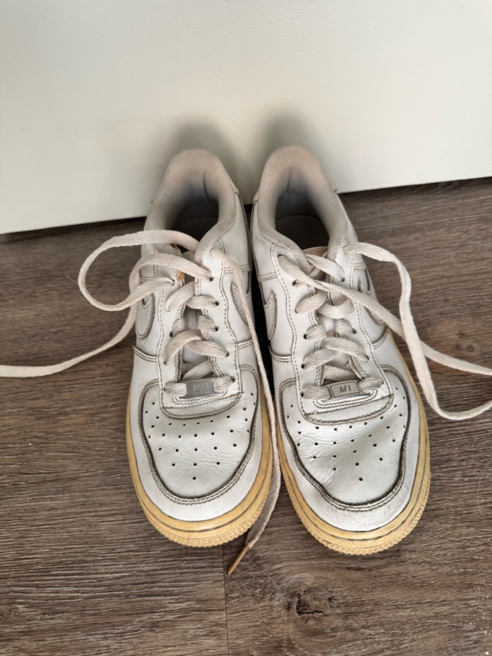 White Leather Sneakers with Cream Airforce 1 Sole